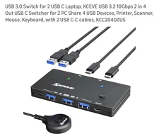 USB 3.2 10Gbps 2 in 4 Out USB C Switcher-Kceve