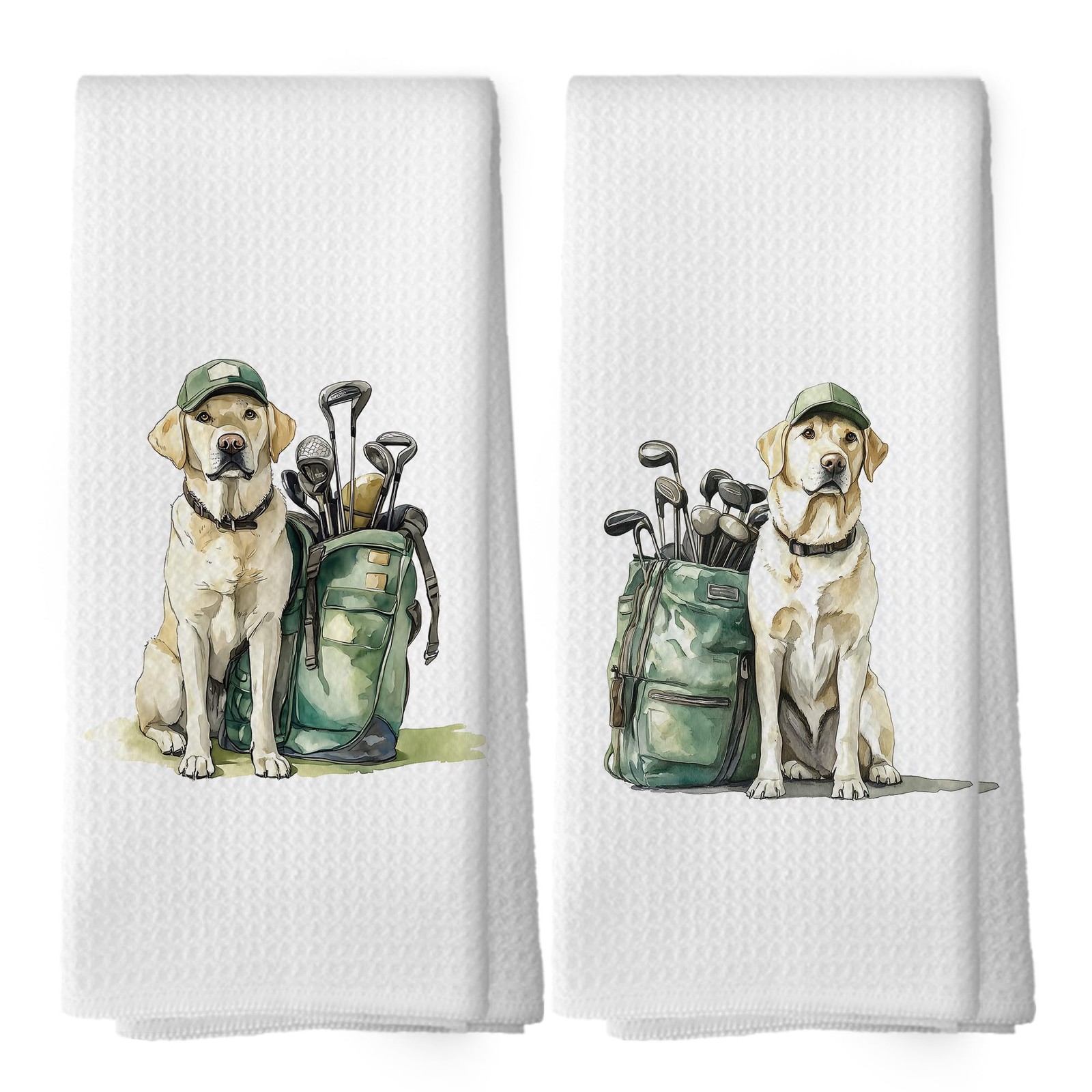 Golf Dog Kitchen Towels - Labrador Dish Towels, Sports Gifts, Pet Golf Club D...