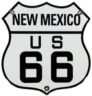 VINTAGE US ROUTE 66 NEW MEXICO PORCELAIN METAL HIGHWAY SIGN GAS SHIELD OIL ROAD