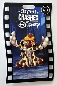 Brand Disney Jumbo Trading Pin Stitch Crashes Lady & The Tramp Series 2/12