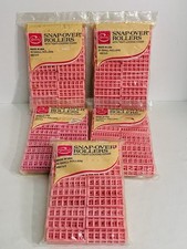 Goody Vtg Small PINK Snap-Over Hair Rollers Tight Locking Cover FIVE PACKS