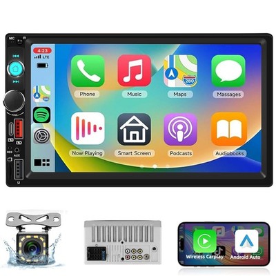 7'' Double 2 Din Car Stereo Apple CarPlay Player Radio Type-c USB + Backup Camera