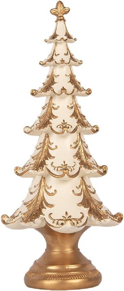 Clayre & Eef 6PR6501 Dekoration Weihnachtsbaum Weiß Goldfarbig 13X30 Cm-image