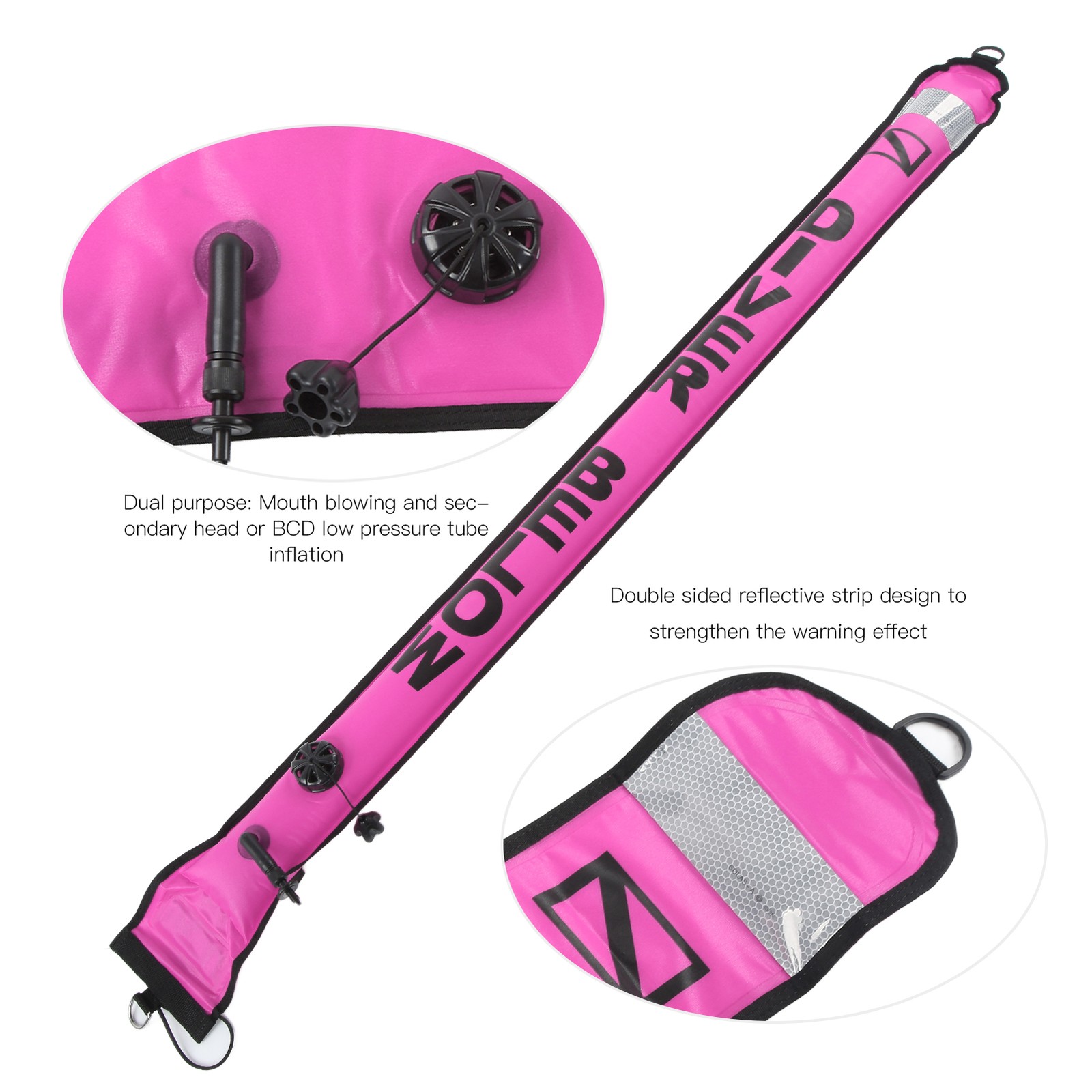 150x15cm Scuba Diving Surface Marker Buoy High Visibility Inflatable Surface