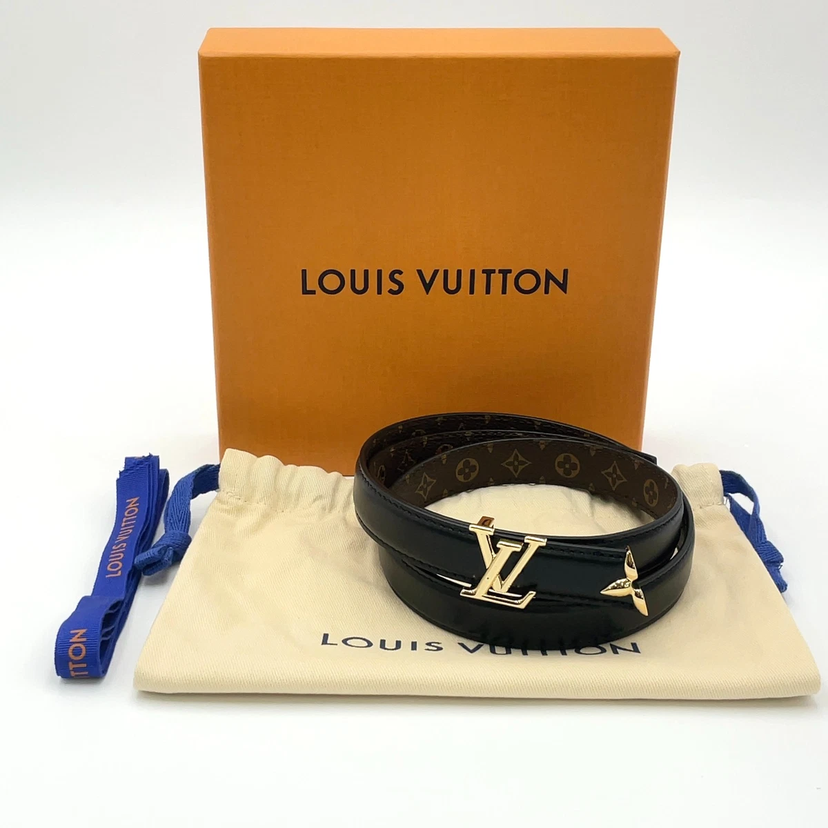 LOUIS VUITTON Vachetta Monogram Leather Belt Tan Size US Waist 25-28\