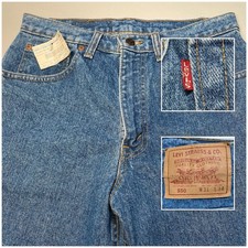NEW NOS 80s Levi's 550 31x34 Mens Jeans Medium Wash Red Tab Canada