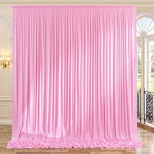 10x10 FT Wrinkle Free Pink Backdrop Curtains Polyester 2 Panels 5x10 Wedding