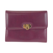 Salvatore Ferragamo Gancini 222038 Pouch clutch bag Purple, Wine Red, leather