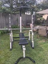 Weight Bench with Leg Extension and Squat Rack Lat Pulldown