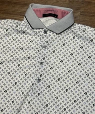 Greyson Pack Mentality White AOP Graphic Golf Performance Polo Shirt Men's Sz M