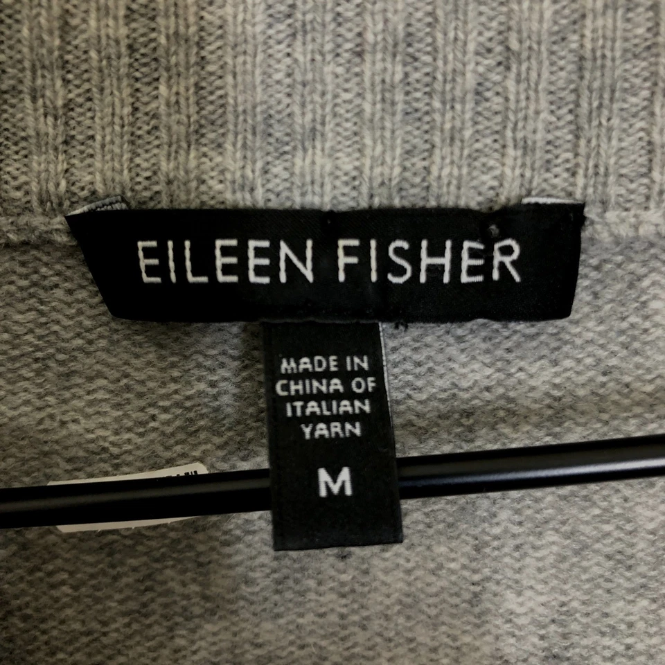 Cárdigan Suéter EILEEN FISHER Lana Merino Mezcla Cachemira Cuello Chal Talla M Gris Foto 3 de 4