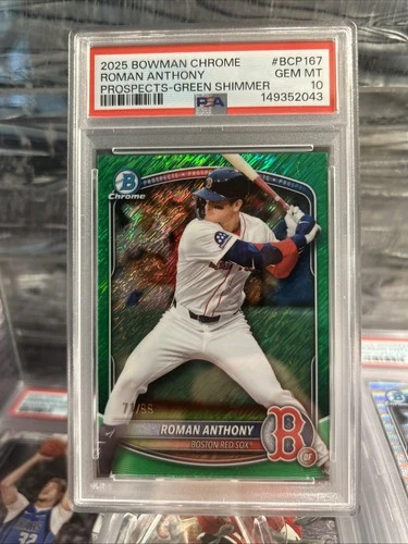2025 BOWMAN CHROME BOSTON RED SOX ROMAN ANTHONY GREEN  Shimmer RF /99🔥🔥PSA10