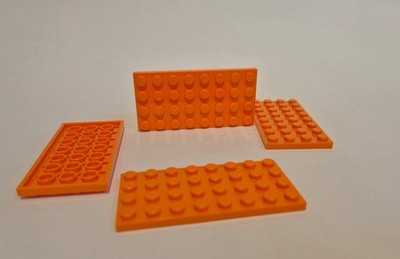 Building Blocks Plates 4x8 Studs Orange 4 Pieces New