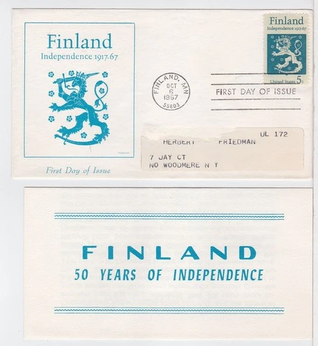 TurtlesTradingPost- Finland Independence #1334 1967 FDC Prestige Reaction Cachet