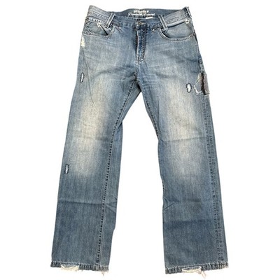 Vintage Parasuco Blue Patched Denim Straight Leg Jeans Men's Size 34