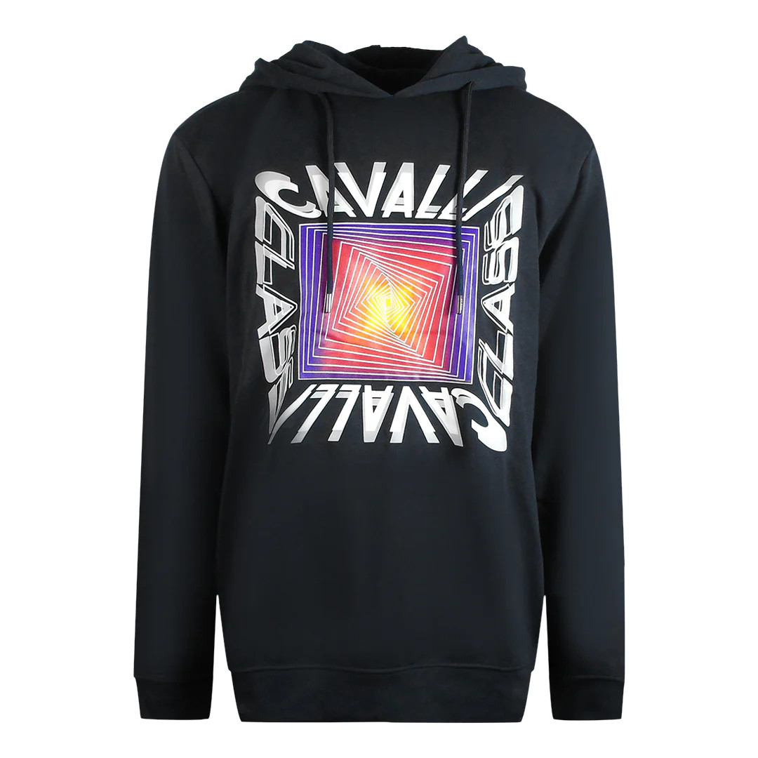 Cavalli Class Asymmetric Box Design Black Hoodie 16690₽