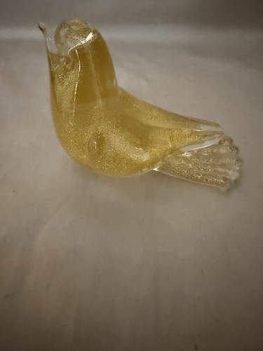 Seguso Vetri d'arte glass bird Murano Gold Flecks Art Unsigned - Picture 4 of 9