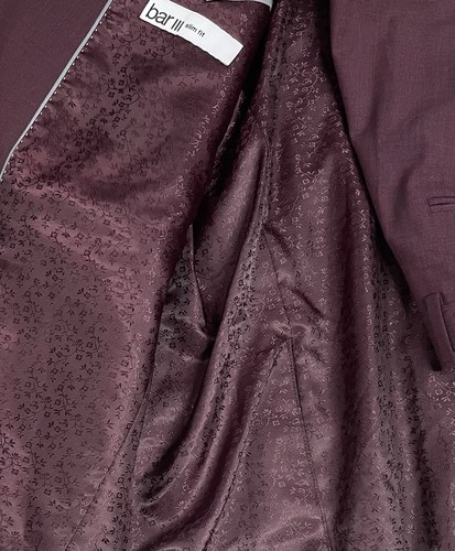 Bar Ill Men Skinny fit Suit Jacket Blazer 40L Burgundy Red Solid Stretch New NWT - Picture 3 of 5