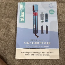 Bliss 5 in 1 Hair Styler with Dryer & Curler Hot Air Brush NEW