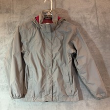 The North Face Rain Jacket Girls Medium Resolve Reflective Dry Vent Grey /Pink