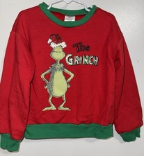 Girls Dr. Suess How The Grinch Stole Christmas Red Crewneck Sweatshirt Size 5