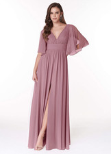Azazie Temeka Vintage Mauve A-Line Ruched Chiffon Dress