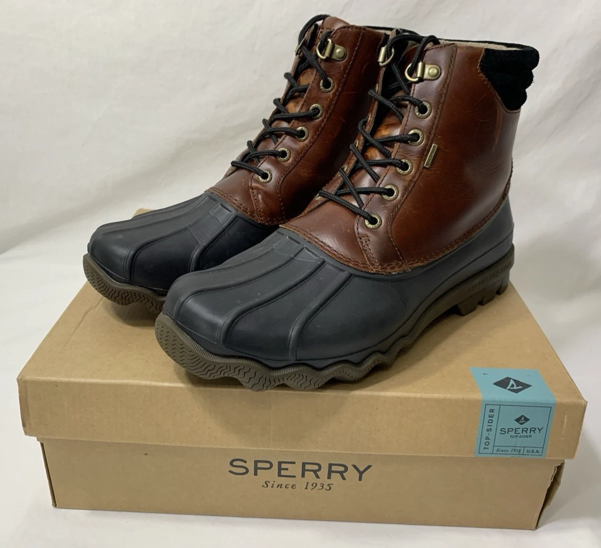Rare Sperry Top-Sider Brown Leather Snow Duck Boots (STS16428)- Mens Size US 10M Gloucester Duck Boots Taupe | Sperry main image 3