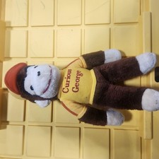 Vintage 80s Curious George Plush Toy 14" Stuffed Animal Yellow T Shirt Hat H20