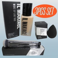 IL MAKIAG WOKE UP LIKE THIS FLAWLESS FOUNDATION #60 1 OZ - #100 BRUSH - SPONGE !