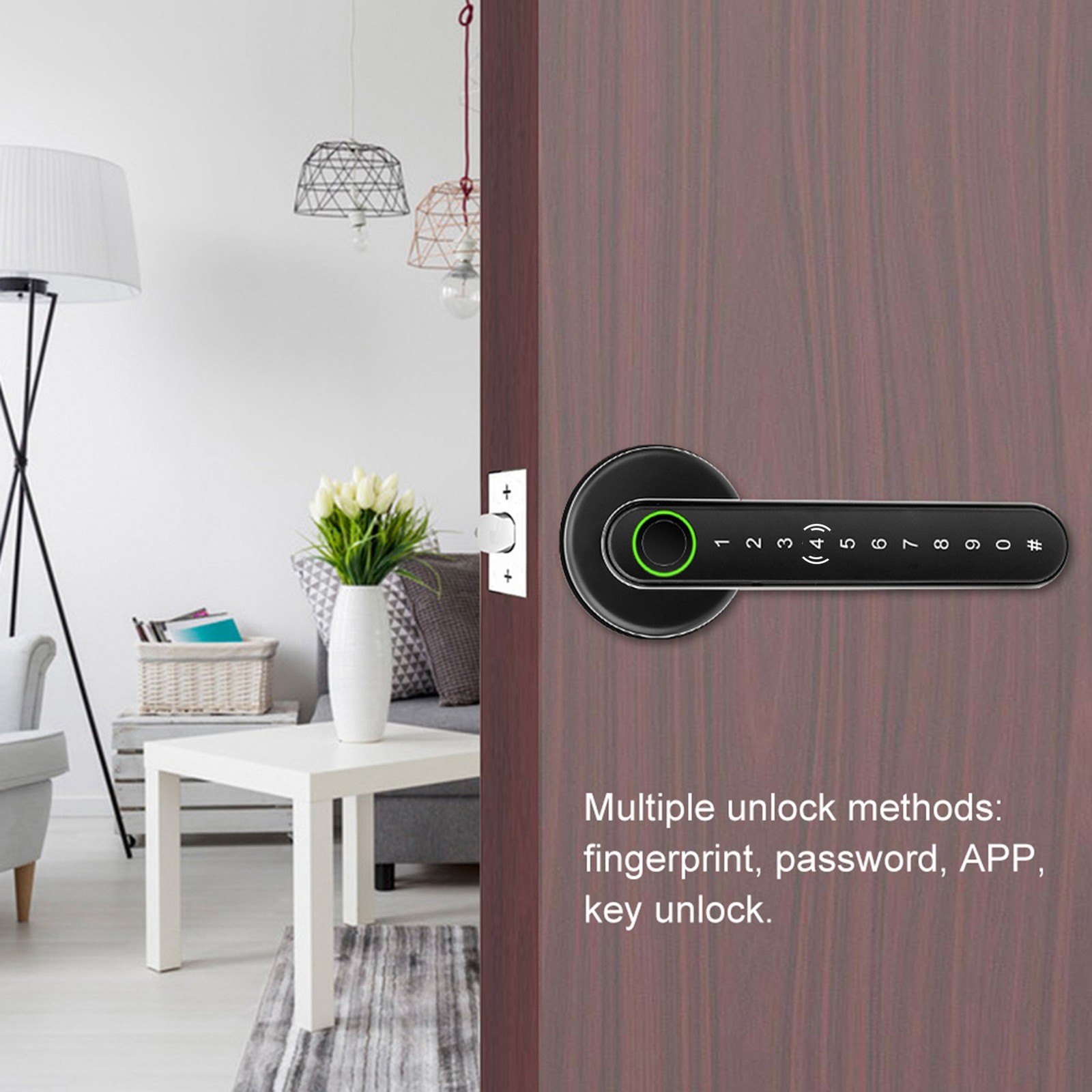 Smart Fingerprint Door Lock Bluetooth Password App Key Unlock USB Electroni