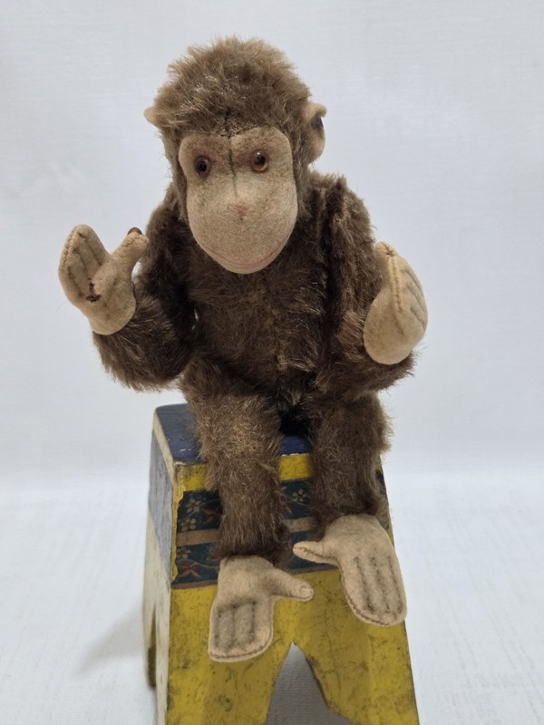 Steiff Antique Monkey FF Button Jocko Jointed 15cm 6 inches Felt Mohair Sweet