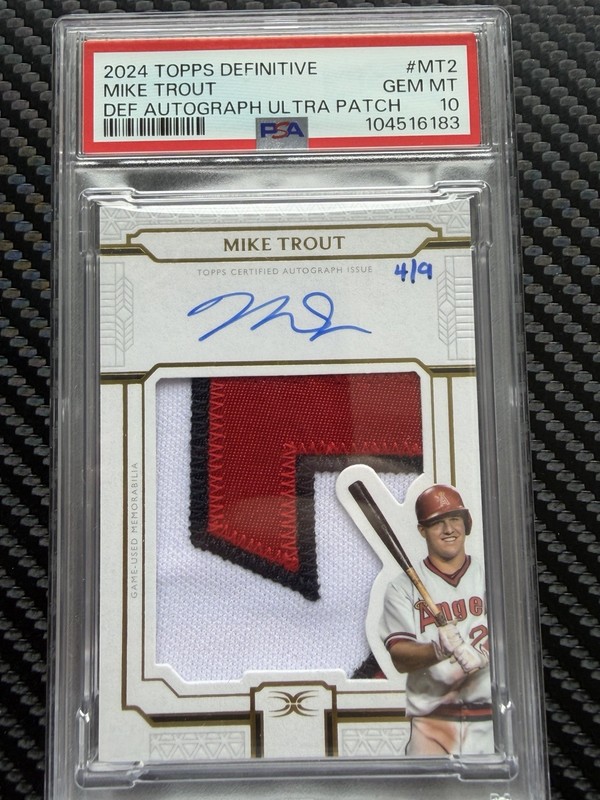 Mike Trout 2024 Topps Definitive Ultra Patch Auto Hand Numbered PSA 10 (pop 2!)