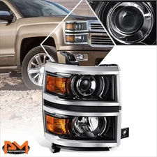 For 14-15 Chevy Silverado 1500 Right Side Black/Amber Projector Headlight Lamp