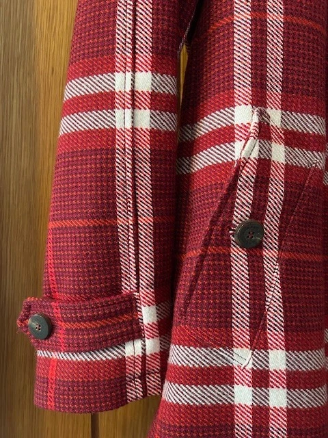 Abrigo BURBERRY LONDON Rojo Cuadros Lana Doble Pecho Reino Unido 12