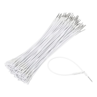100Pcs Security Tags Lanyards Wire Loop (8'', White), Steel Wire Cable Loop