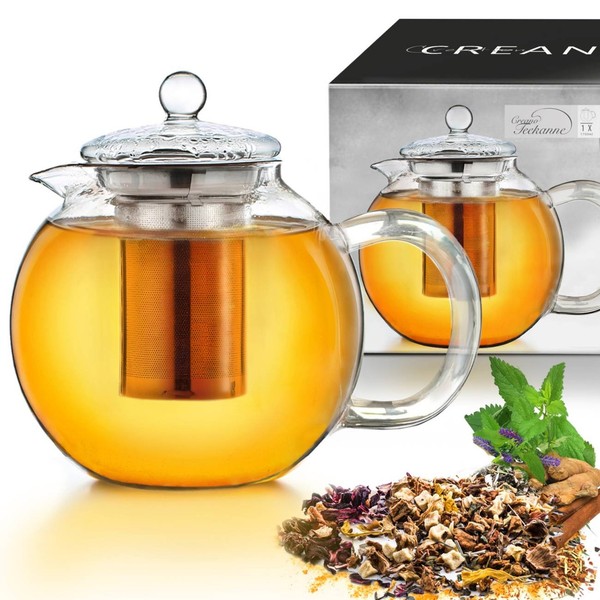 Creano Teekanne Aus Glas 1,7L, 3-Teilige Glasteekanne Mit Edelstahl Sieb-image