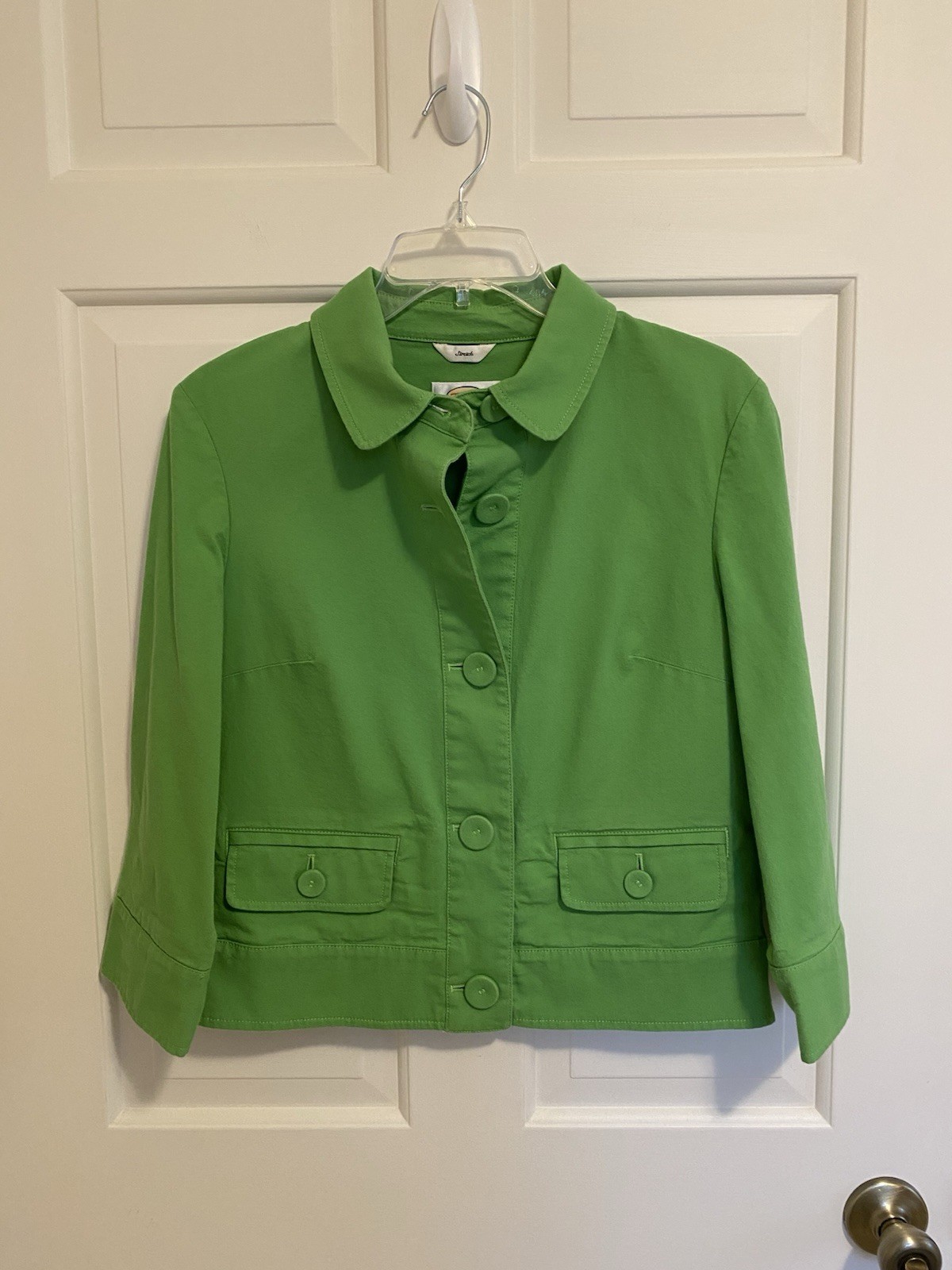 Talbots Button Front Cropped Jacket Size 6, Cotto… - image 1