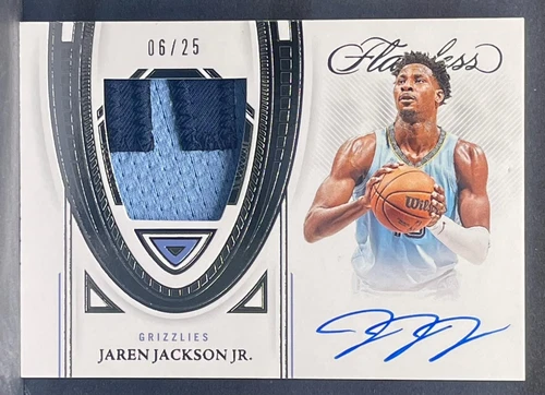 2021-22 Panini Flawless #FPA-JJJ JAREN JACKSON JR Game-Worn Used Patch Auto /25