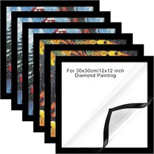 Macarrie 6 Pcs Diamond Art Frames Magnetic 12 x 12 Inch for Painting Black