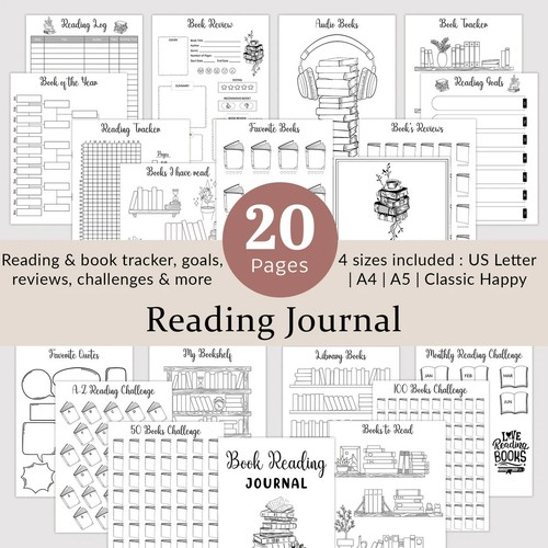 Reading Journal Planner Bundle Book Tracker Book Reading Challenge ...