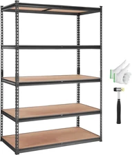 Storage Shelving Unit, 5-Tier Adjustable Storage Shelves, 48" L X 24" W X 72" H 