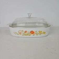 Corning Ware Wild Flower A-10-B Square Casserole With Lid 10x10x2"