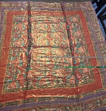 Vintage Oscar de la Renta Scarf Rayon/Metallic Floral Made In India 44