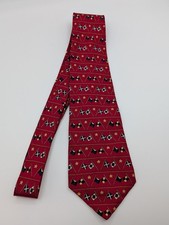 Tommy Hilfiger 100% Silk Flag Tie - Dk Red/Gold/Green - Made in the USA