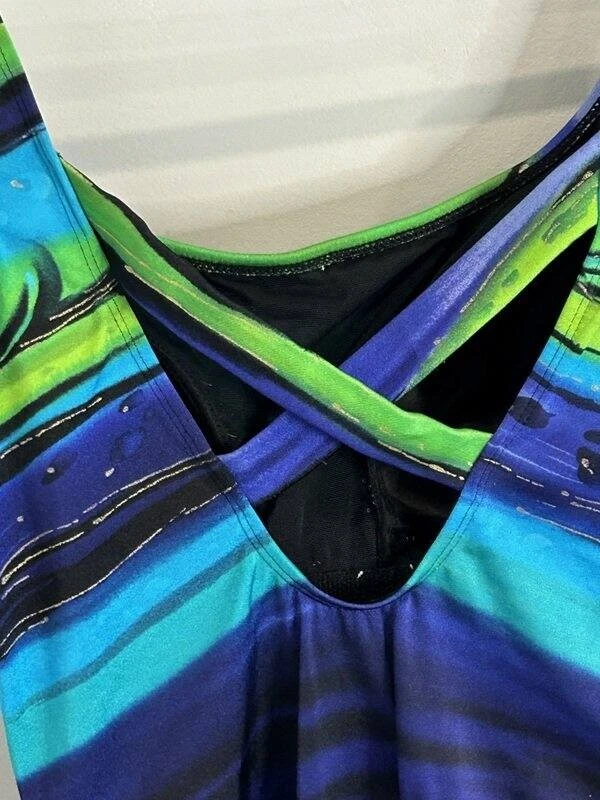 Traje de baño de una pieza para mujer Great Length azul agua negro talla 12 Foto 4 de 4