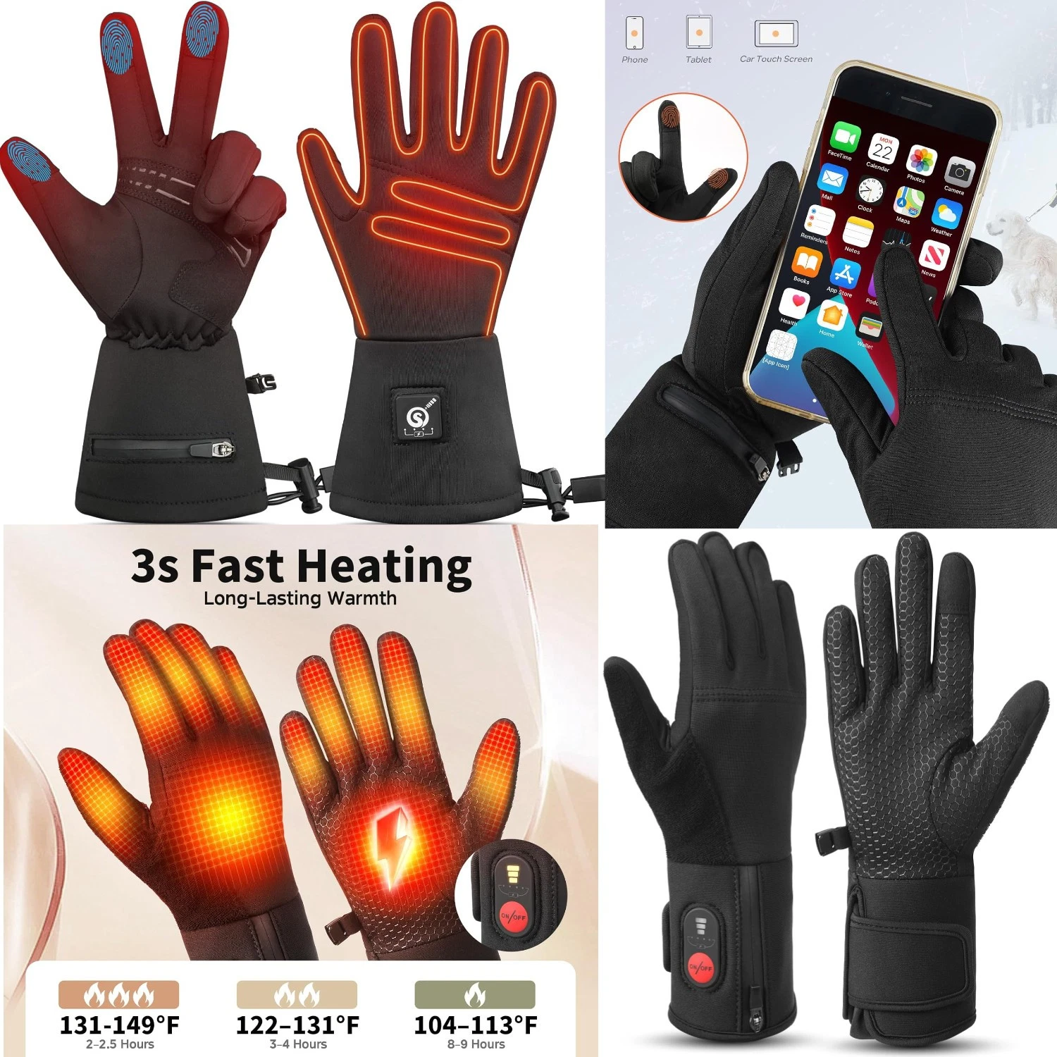 Heated Electric Thin Ski Gloves Touchscreen Hand Warmer Rechargeable Battery
Opens in a new window o