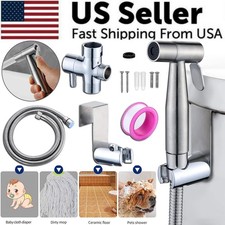 5ft Toilet Shattaf Adapter Hose Bidet Spray Stainless Steel Handheld Shower Head