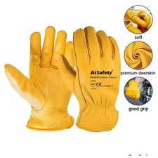 Yellow Leather Gardening Gloves Thorn Proof Work Safety Driver Garden Gloves