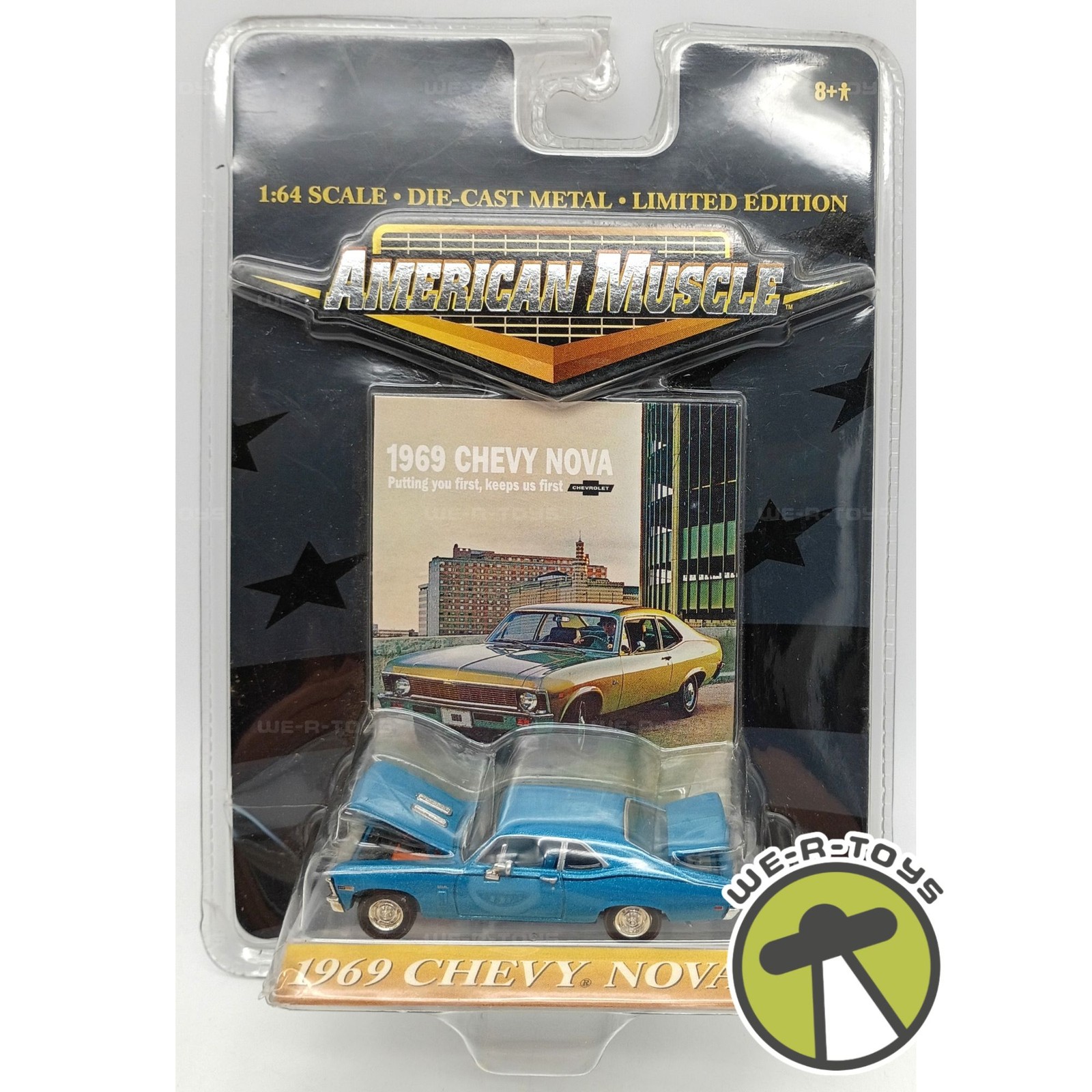 American Muscle 1969 Chevy Nova Blue 1:64 Scale Die Cast Vehicle 32353 ERTL 2000