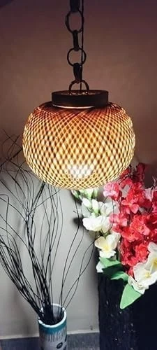 Abat-jour rond en bambou à haine artisanale abat-jour pour salle à manger, etc. - Photo 4/4